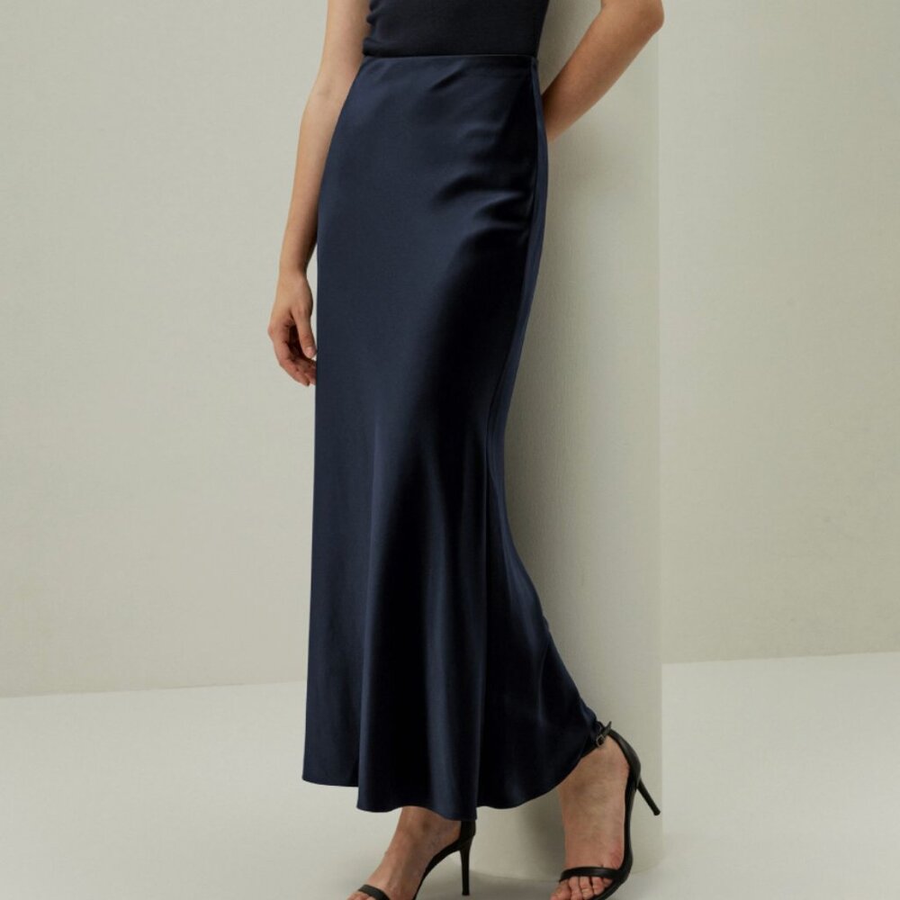 Midi Silk Skirt - Lilysilk in midnight blue